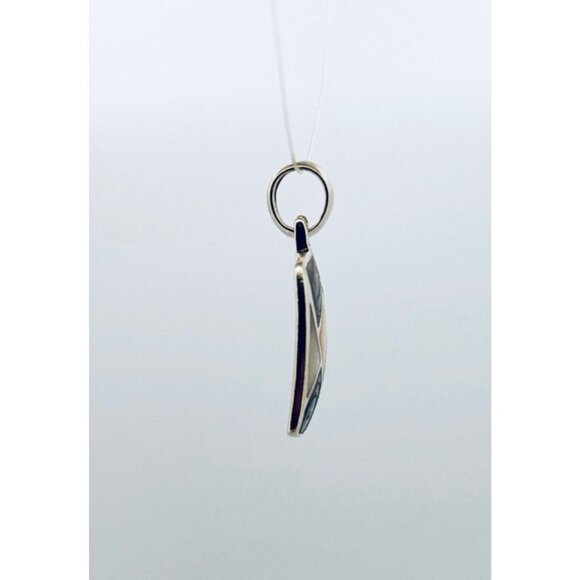 Vintage 925 Sterling Silver Abalone & Mother of Pearl Inlay Mosaic Pendant 3.3g - Picture 2 of 9